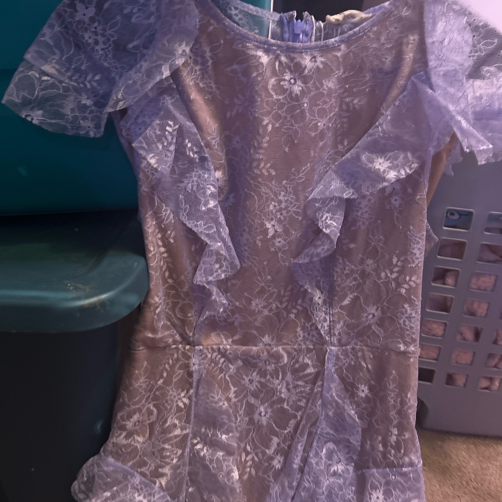 For Love And Lemons Lavender Lace Mini Dress